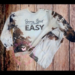 bleached sweatpant and sweatshirt set
